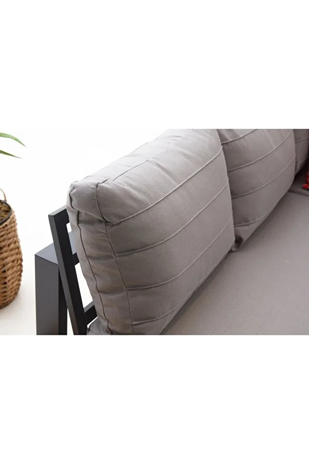 Alex Alüminyum Bahçe Balkon Köşe Takımı - Antrasit (MASA TABLASI DÜZ KESİM OLARAK GELMEKTEDİR)